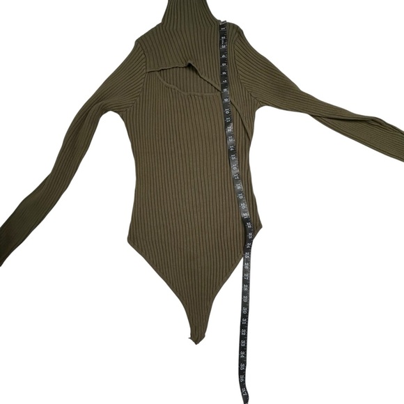 Fashion Nova Cut The Antics Olive Green Long Sleeve Ribbed Bodysuit Size 3X NWT